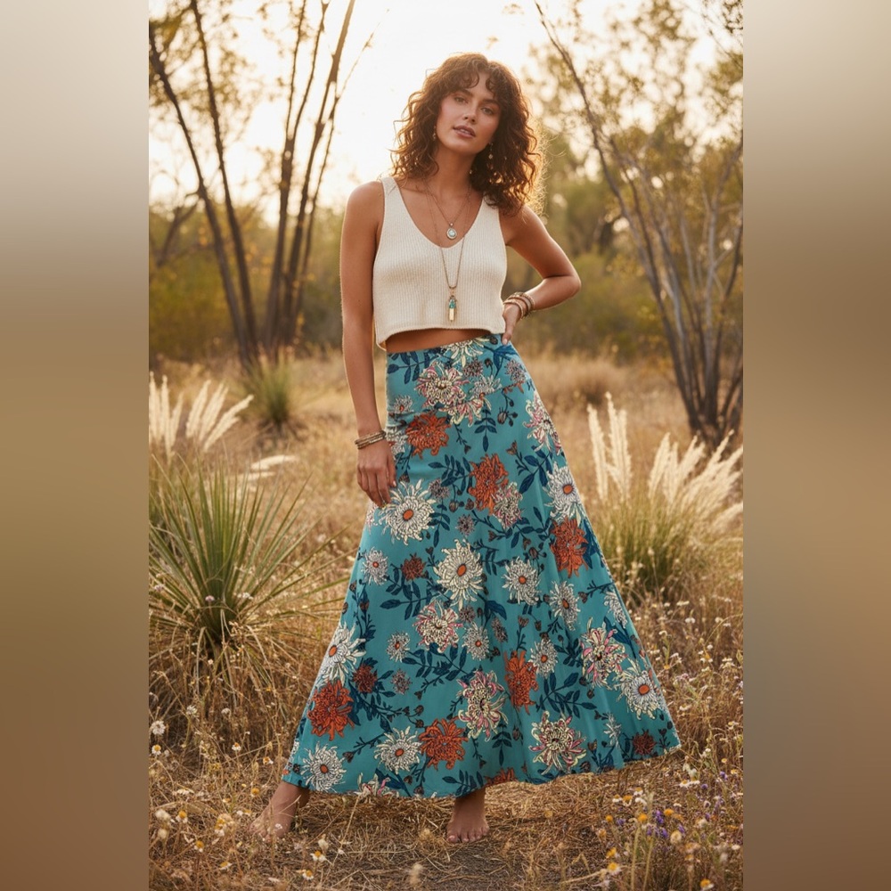 LuLaRoe Floral Maxi Skirt • Foldable Yoga Waistband • A-line • Ankle-length - Picture 3 of 9